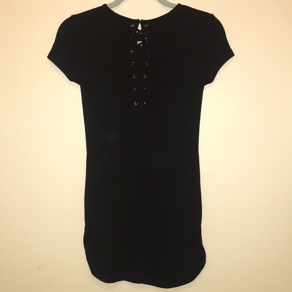 Forever 21 Lace Up Black Mini Dress